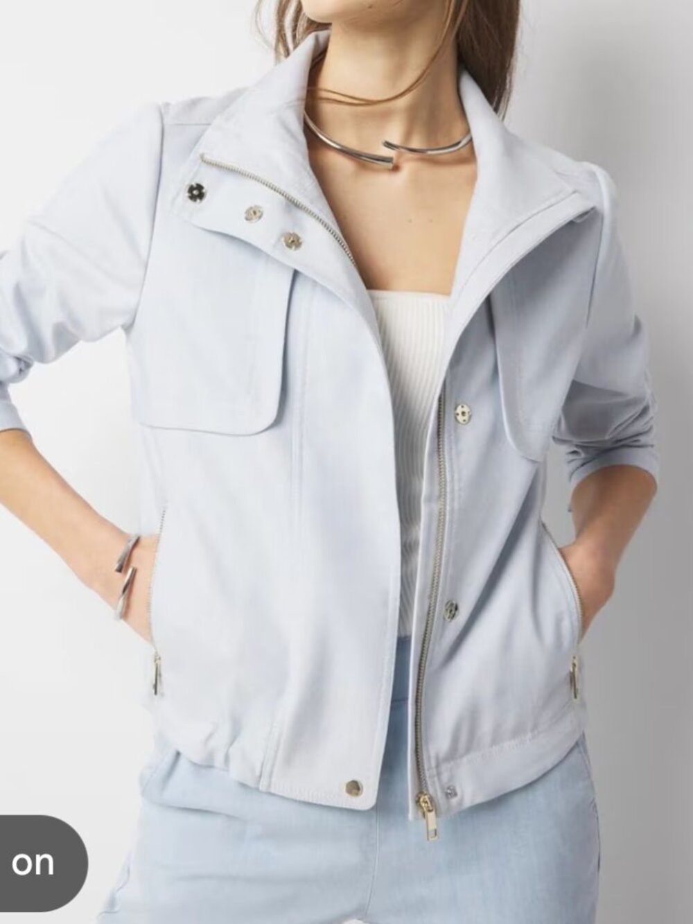 nwt WHITE HOUSE BLACK MARKET everyday mock neck jacket chambray xxs